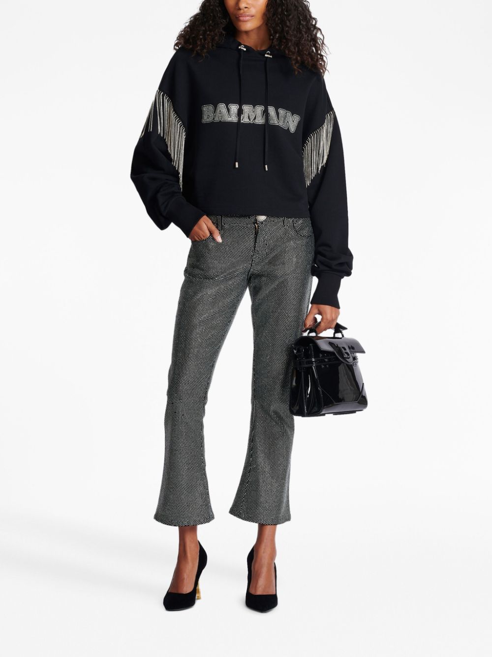 Balmain Hoodie met rits - Zwart