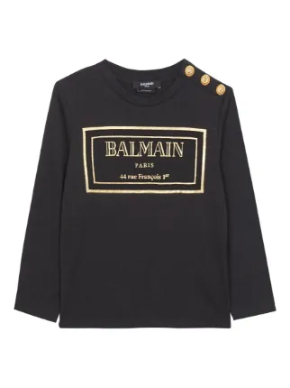 子供用コスチューム・着ぐるみ BALMAIN KIDS Logo T-shirt White/Black Balmain Kids ラインストーンロゴ Tシャツ | ブラック | FARFETCH JP