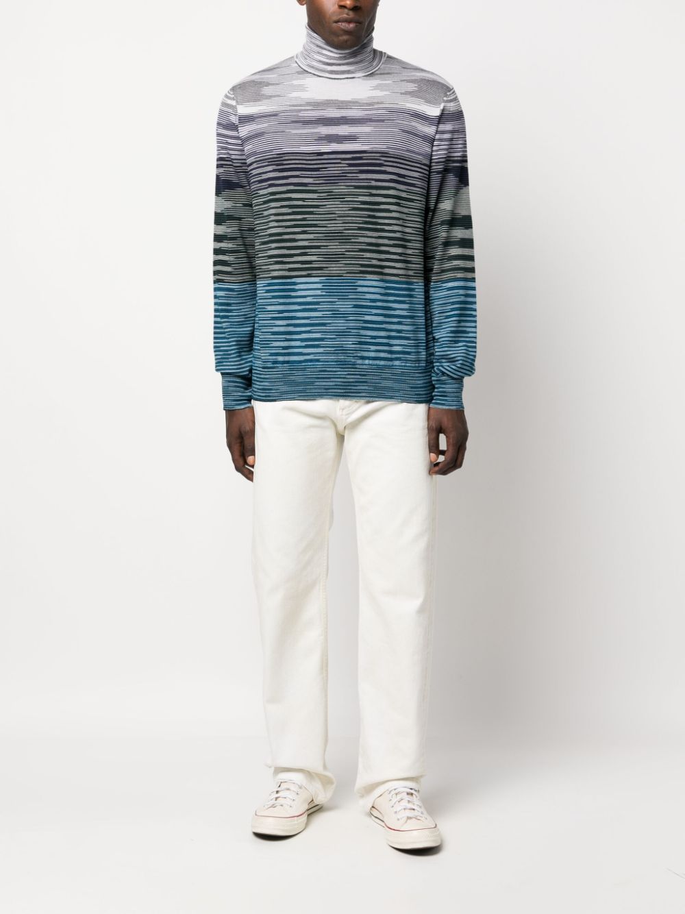 Missoni intarsia-knit wool jumper - Blauw