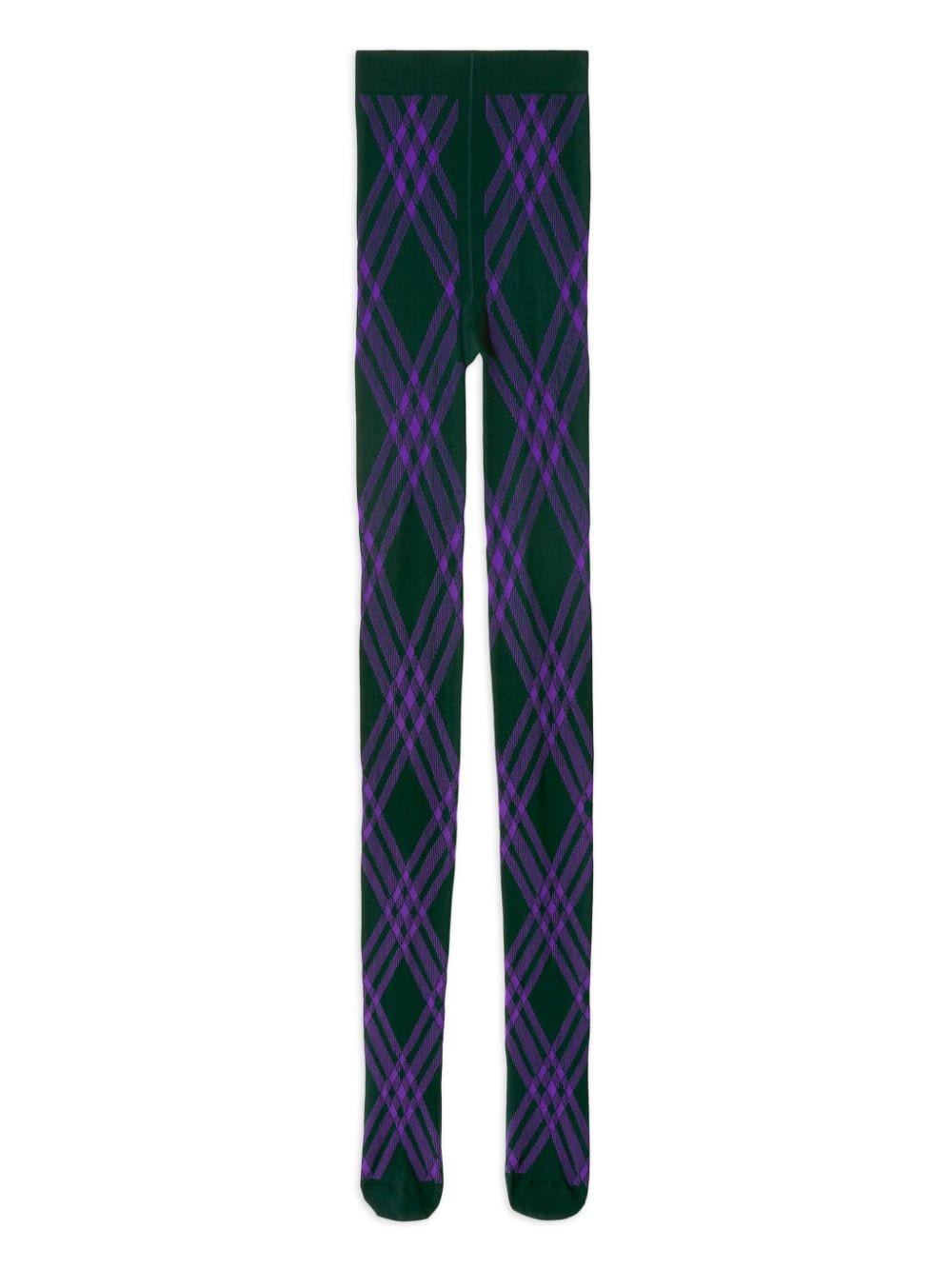 Shop Burberry Check-pattern Wool Blend Tights In Green