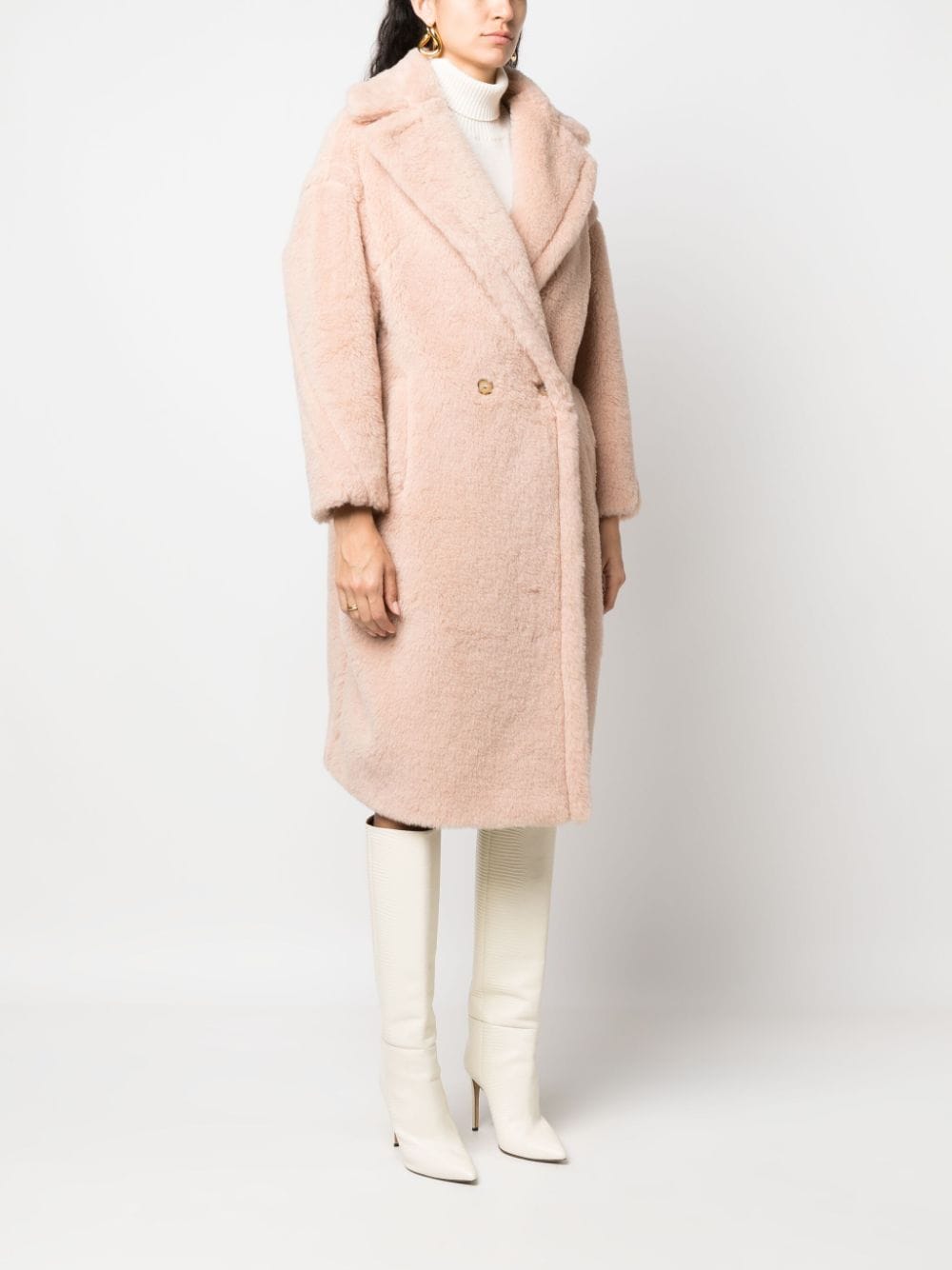 Shop Max Mara Tedgirl Faux-fur Coat In Pink