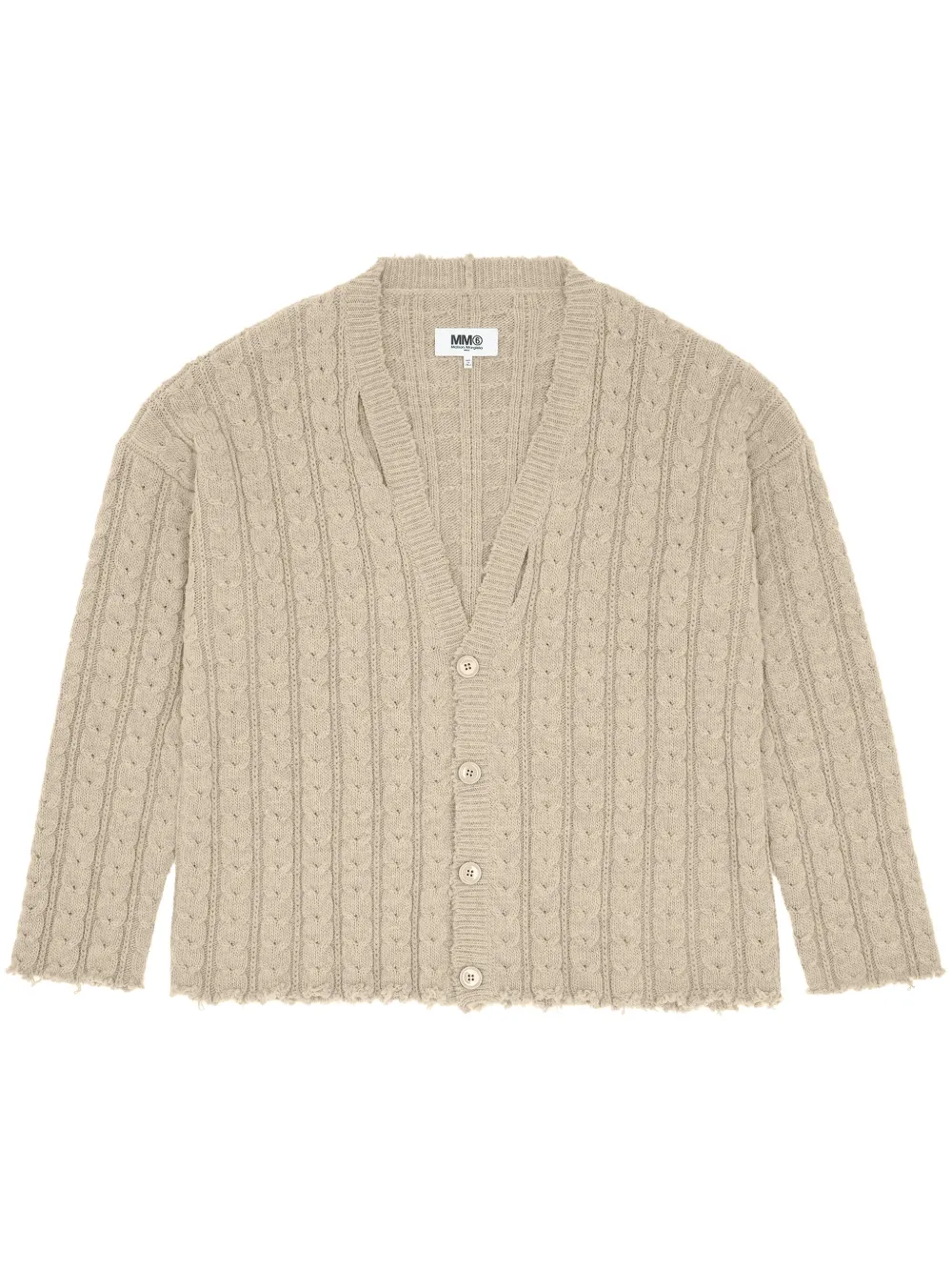 Mm6 Maison Margiela V-neck Cabel-knit Cardigan In Neutrals