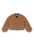 Dolce & Gabbana Kids logo-plaque shearling bomber jacket - Brown