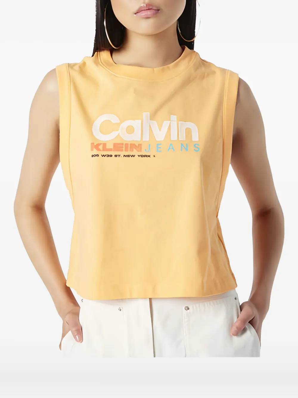 Calvin Klein Tanktop met logoprint Beige