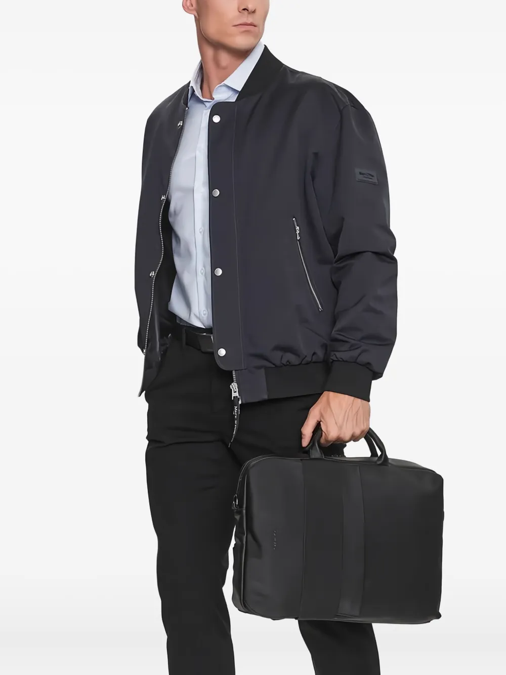Calvin Klein logo-lettering laptop bag - Zwart