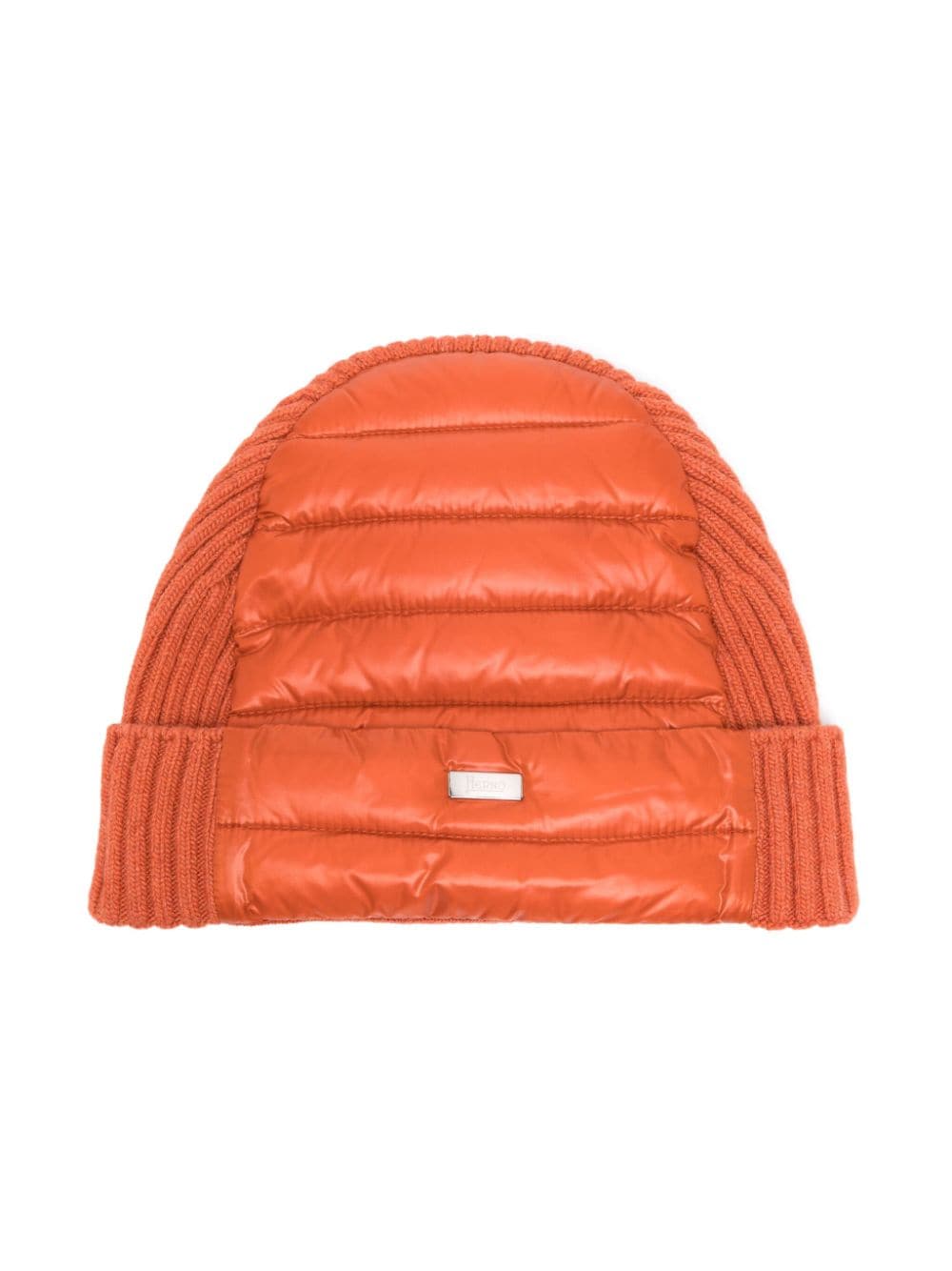 Herno Kids quilted knitted panelled beanie - Arancione