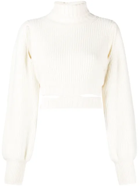 ANDREĀDAMO roll-neck cropped knit jumper