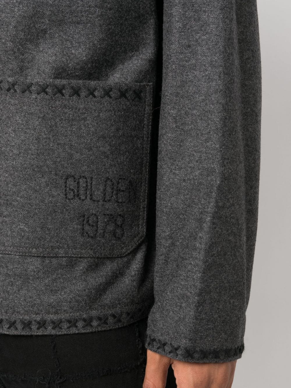 Shop Golden Goose Embroidered Wool Jacket In Grey