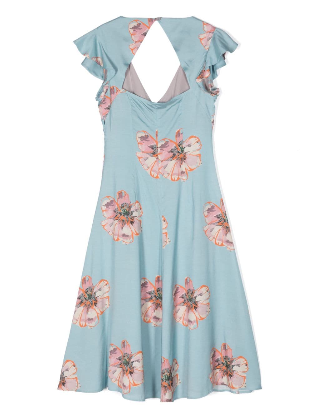 PS Paul Smith floral-print cut-out midi dress - Blauw
