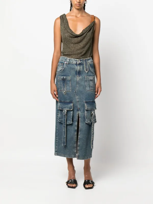 Blumarine buckle-detail Knitted Tank Top | Gold | FARFETCH