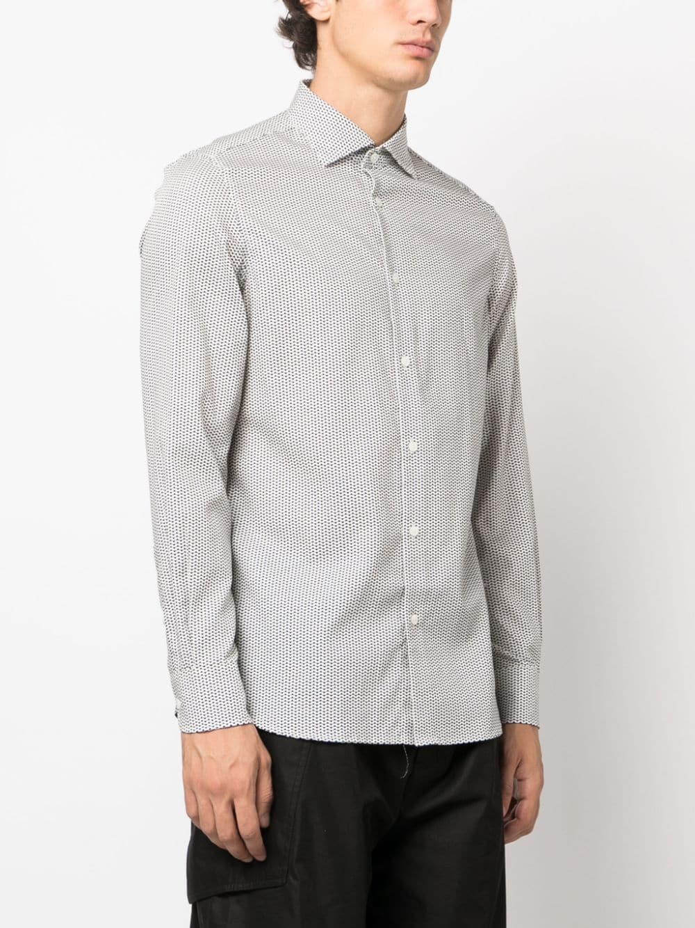 Shop Emporio Armani Graphic-pattern Print Cotton Shirt In Black