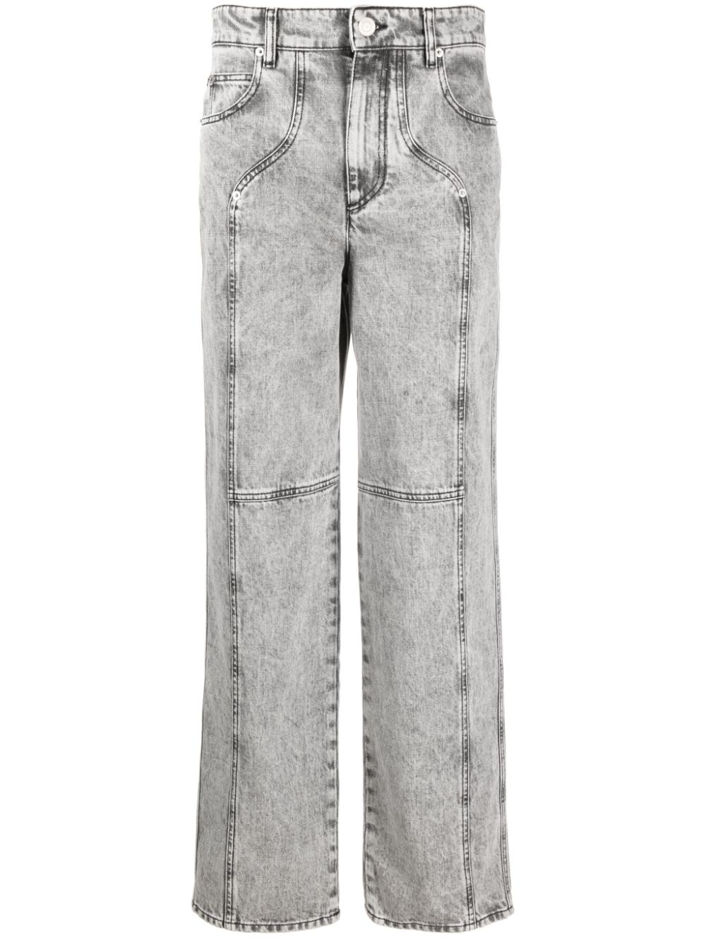 Shop Marant Etoile Valeria Mid-rise Straight-leg Jeans In Grey