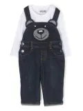 Moschino Kids Teddy Bear-motif denim dungarees - White