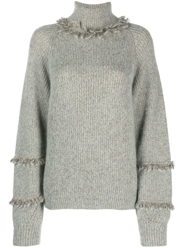 Frayed trim sweater best sale