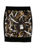 Moschino Kids Sartorial-print knitted wool skirt - Black