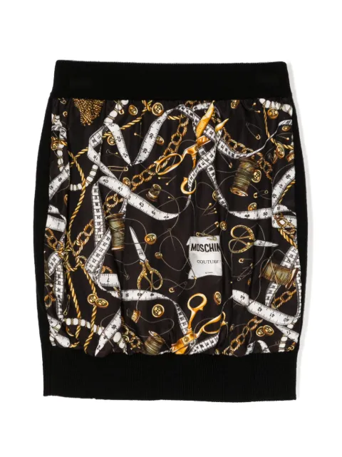 Moschino Kids Sartorial-print knitted wool skirt