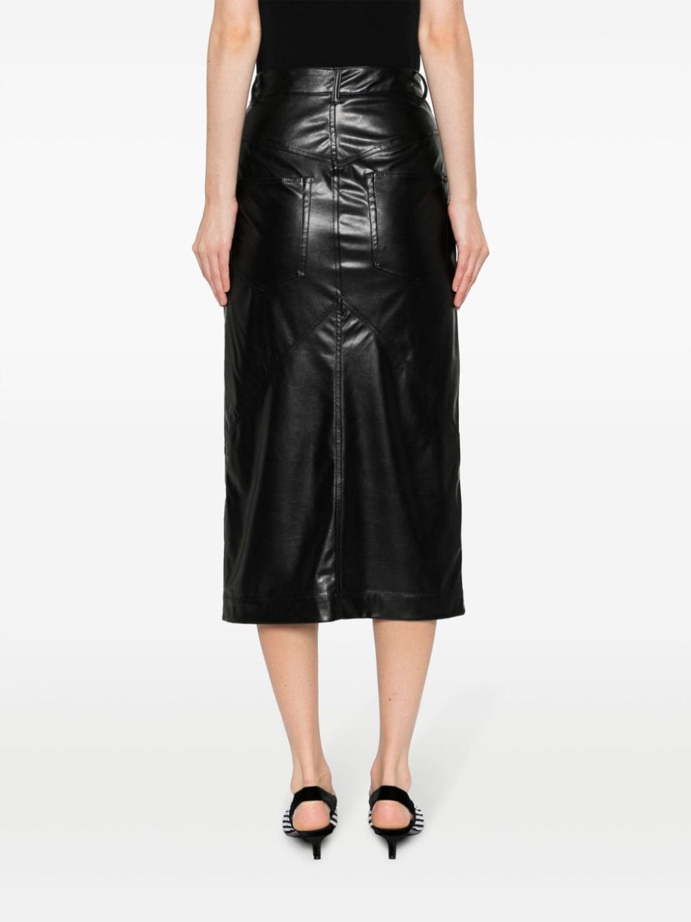 Shop Marant Etoile Breanne Faux-leather Midi Skirt In Black