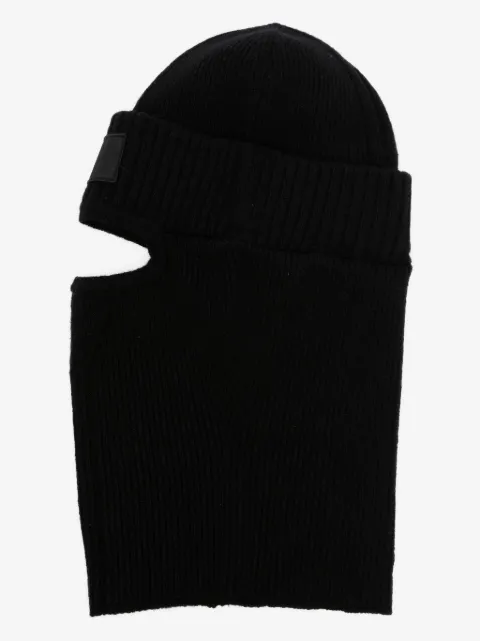 Y-3 logo-patch ribbed-knit balaclava 