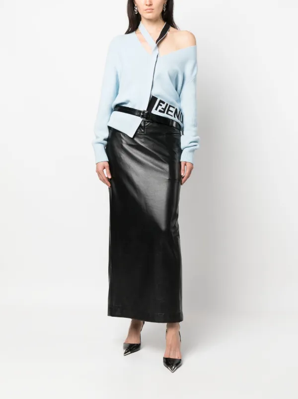 【送料&関税込】Fendi V-neck Cardigan FENDI V-neck Knitted Cardigan | Blue | FARFETCH