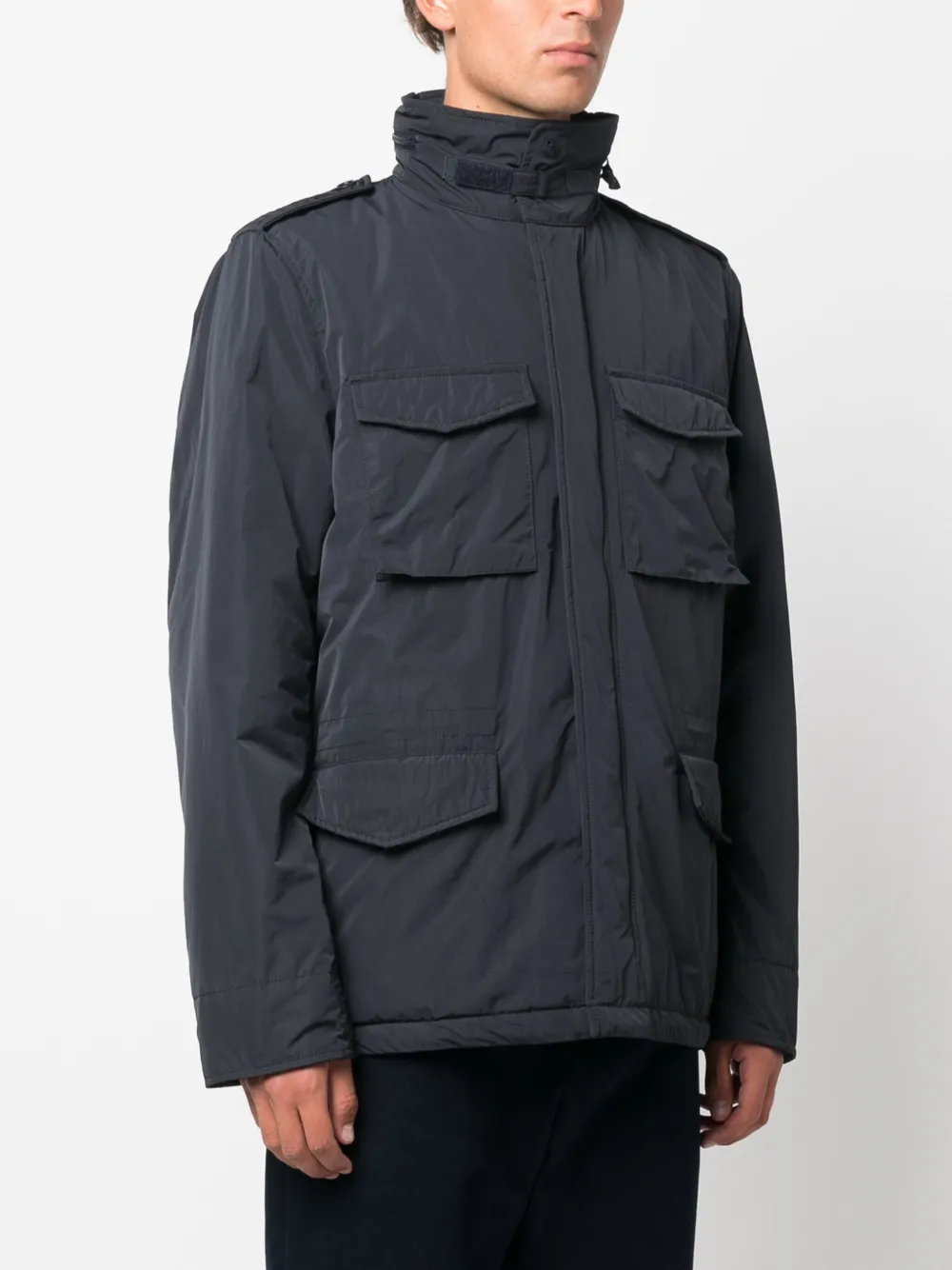 Aspesi Man Jacket Navy Blue Size Xxl Polyester In Blue
