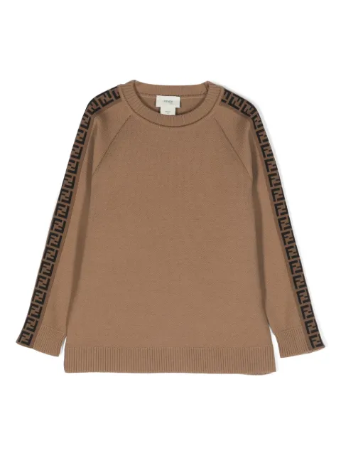 Fendi Kids FF logo-embroidered wool jumper 
