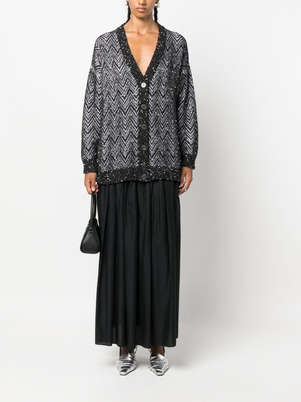 Shop Missoni Sequin-embellished V-neck Cardigan In Black