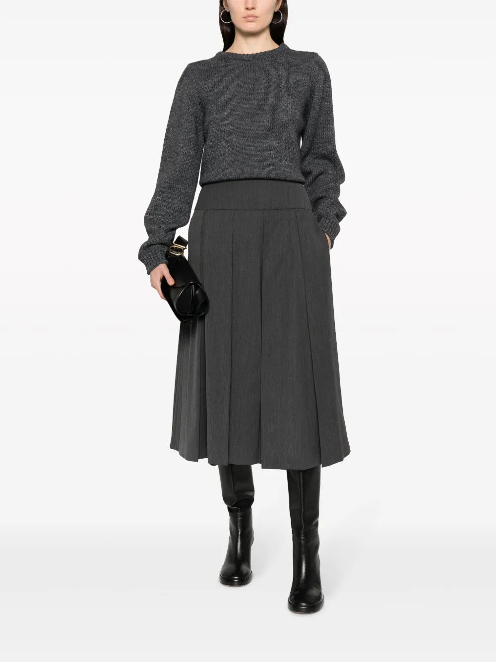 Patou pleated A-line midi skirt - Grijs