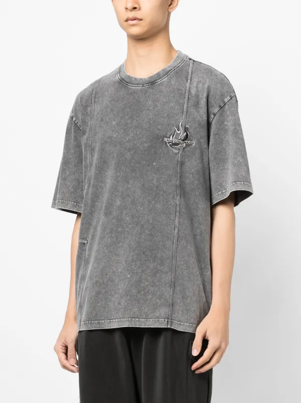 Feng Chen Wang logo-embroidered Cotton T-shirt | Grey | FARFETCH