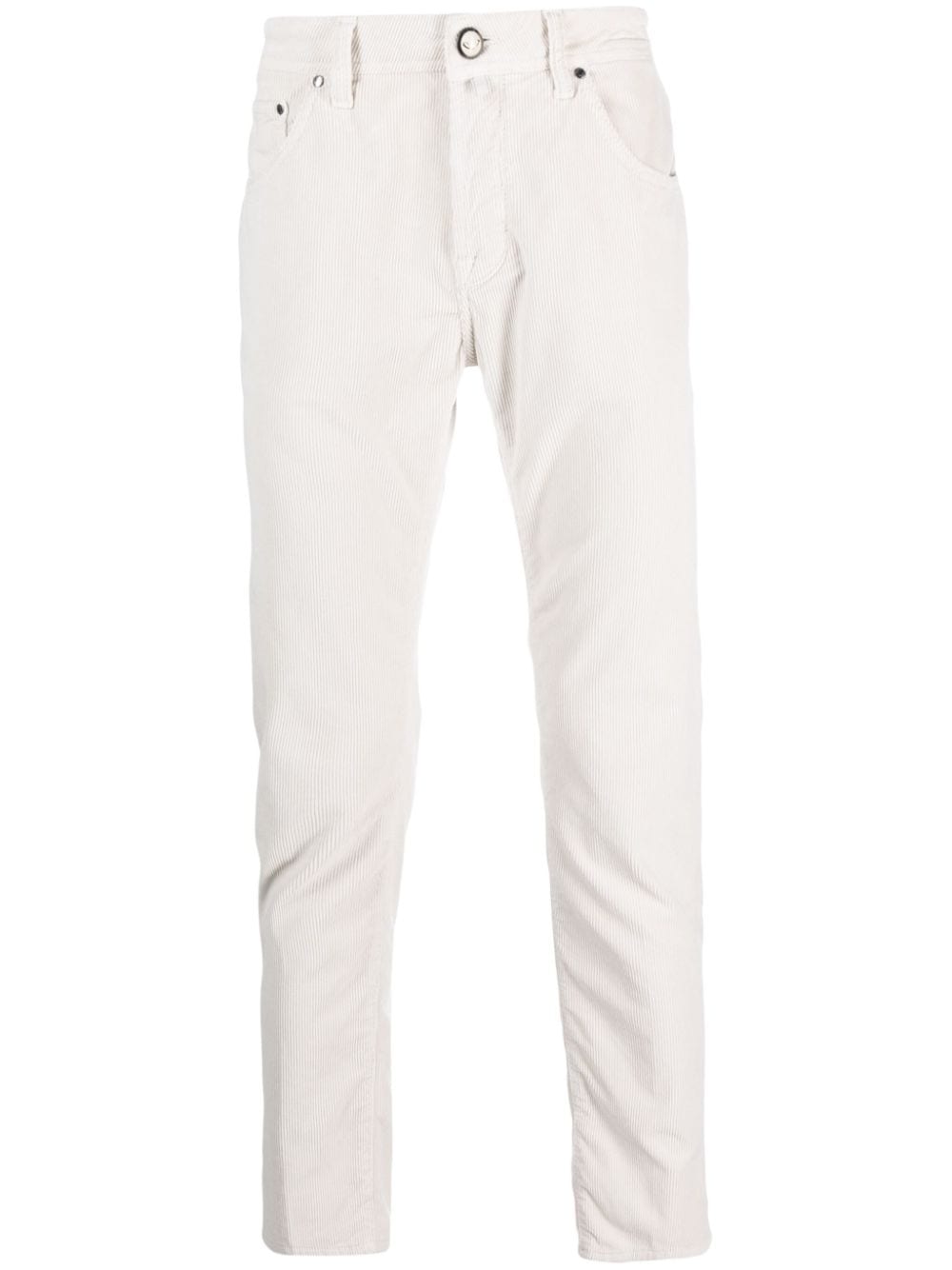 Jacob Cohen Logo-patch Tapered-leg Trousers In Weiss