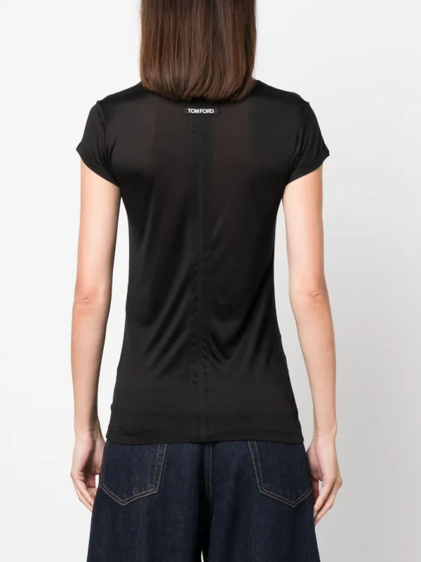 TOM FORD logo-print Silk T-shirt | Black | FARFETCH