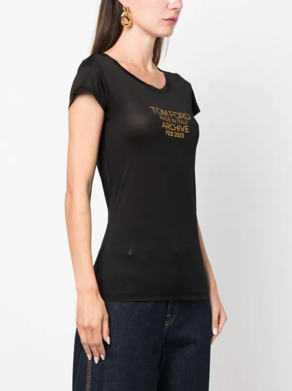 TOM FORD logo-print Silk T-shirt | Black | FARFETCH