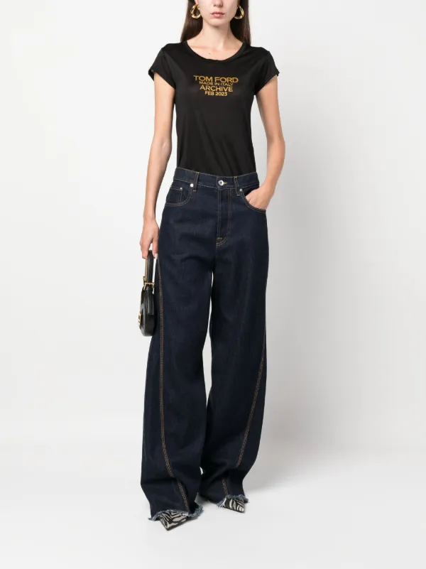 TOM FORD logo-print Silk T-shirt | Black | FARFETCH