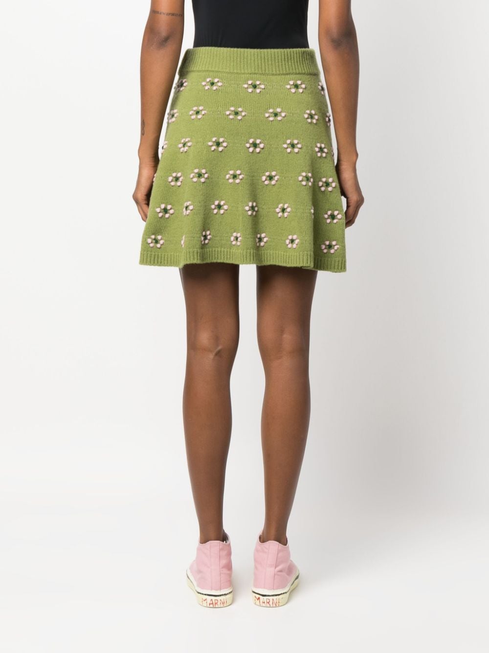 Shop Kenzo Floral-motif Wool Skirt In Grün