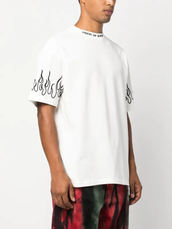 Tシャツ・カットソー VISION OF SUPER Men T Shirts VS01377 OFF WHITE White Vision Of Super logo-embroidered Cotton T-shirt | White