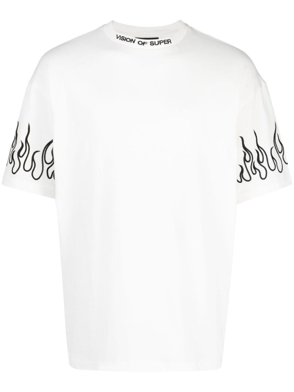 Shop Vision Of Super Logo-embroidered Cotton T-shirt In White