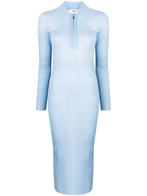 Robe nervurée à manches longues - FENDI - Modalova