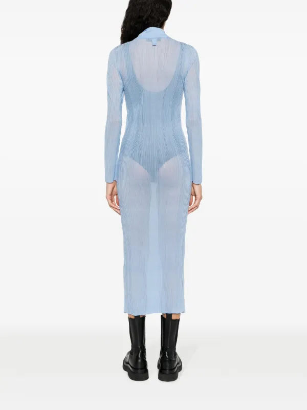 FENDI long-sleeve Ribbed Midi Dress | Blue | FARFETCH