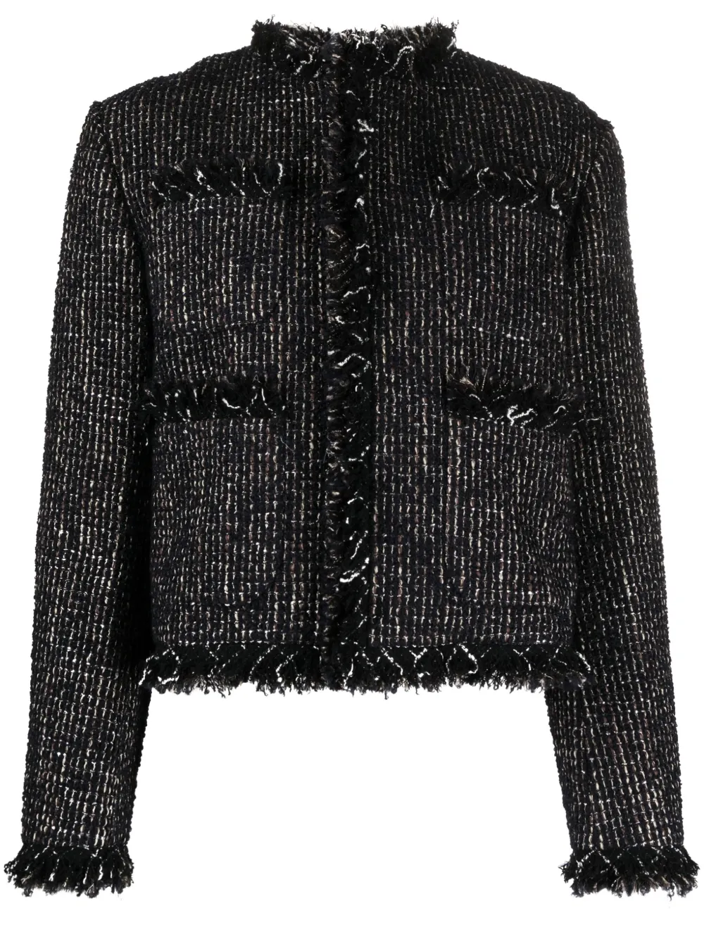 SACAI CROPPED TWEED PUFFER JACKET