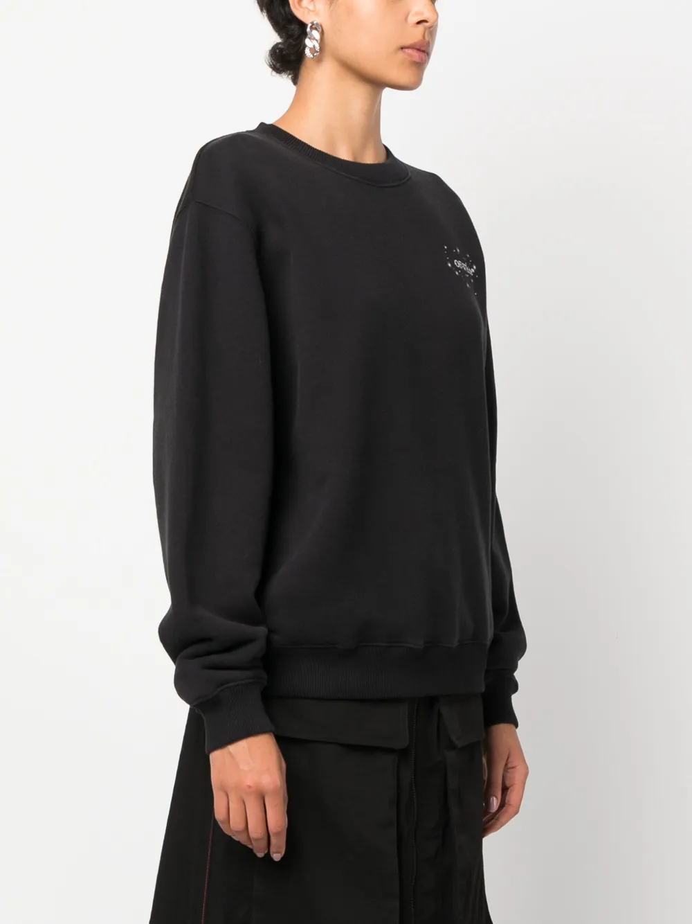 Shop Off-white Bling Stars Arrow Cotton Sweatshirt In Schwarz