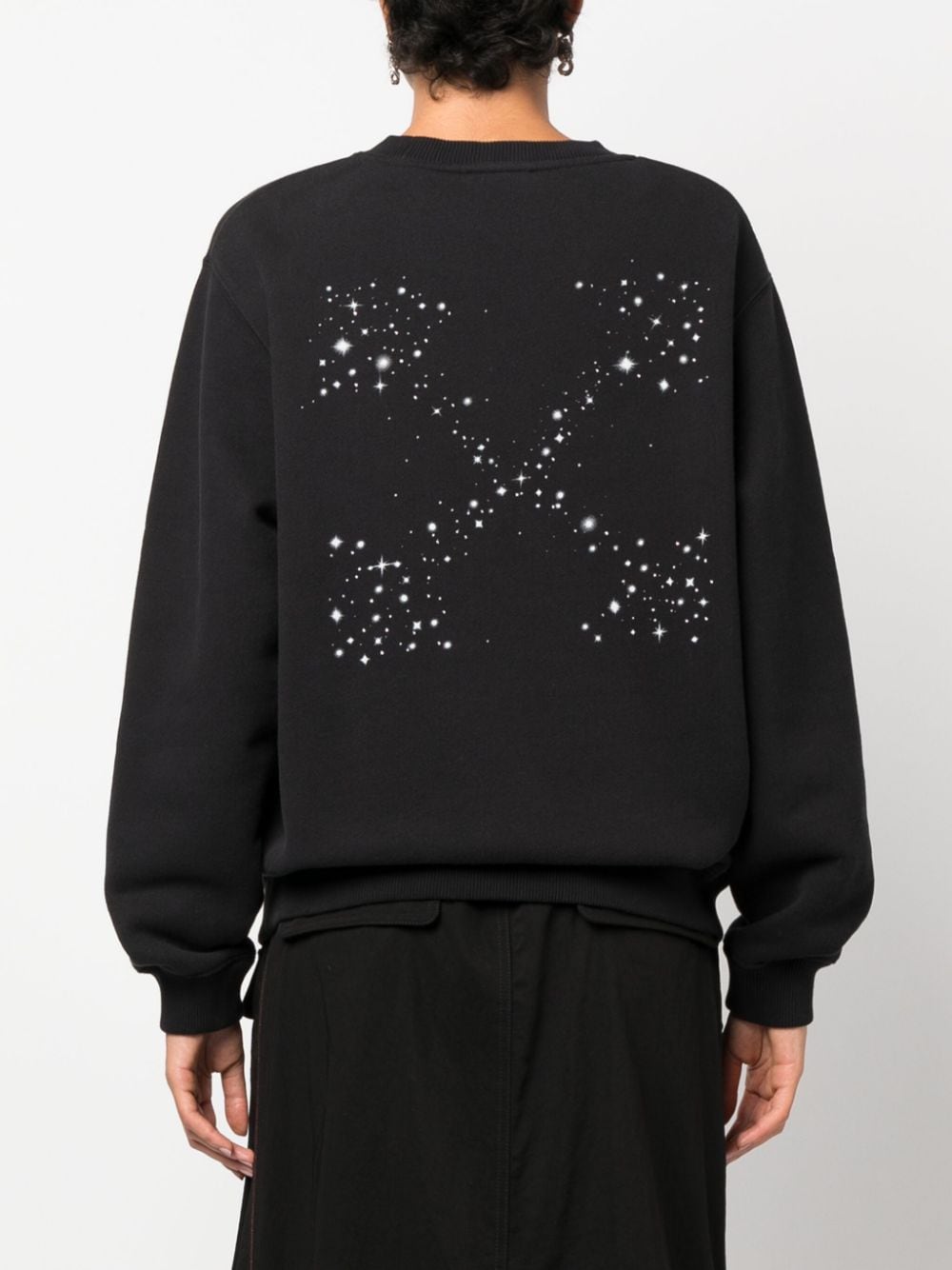 Shop Off-white Bling Stars Arrow Cotton Sweatshirt In Schwarz