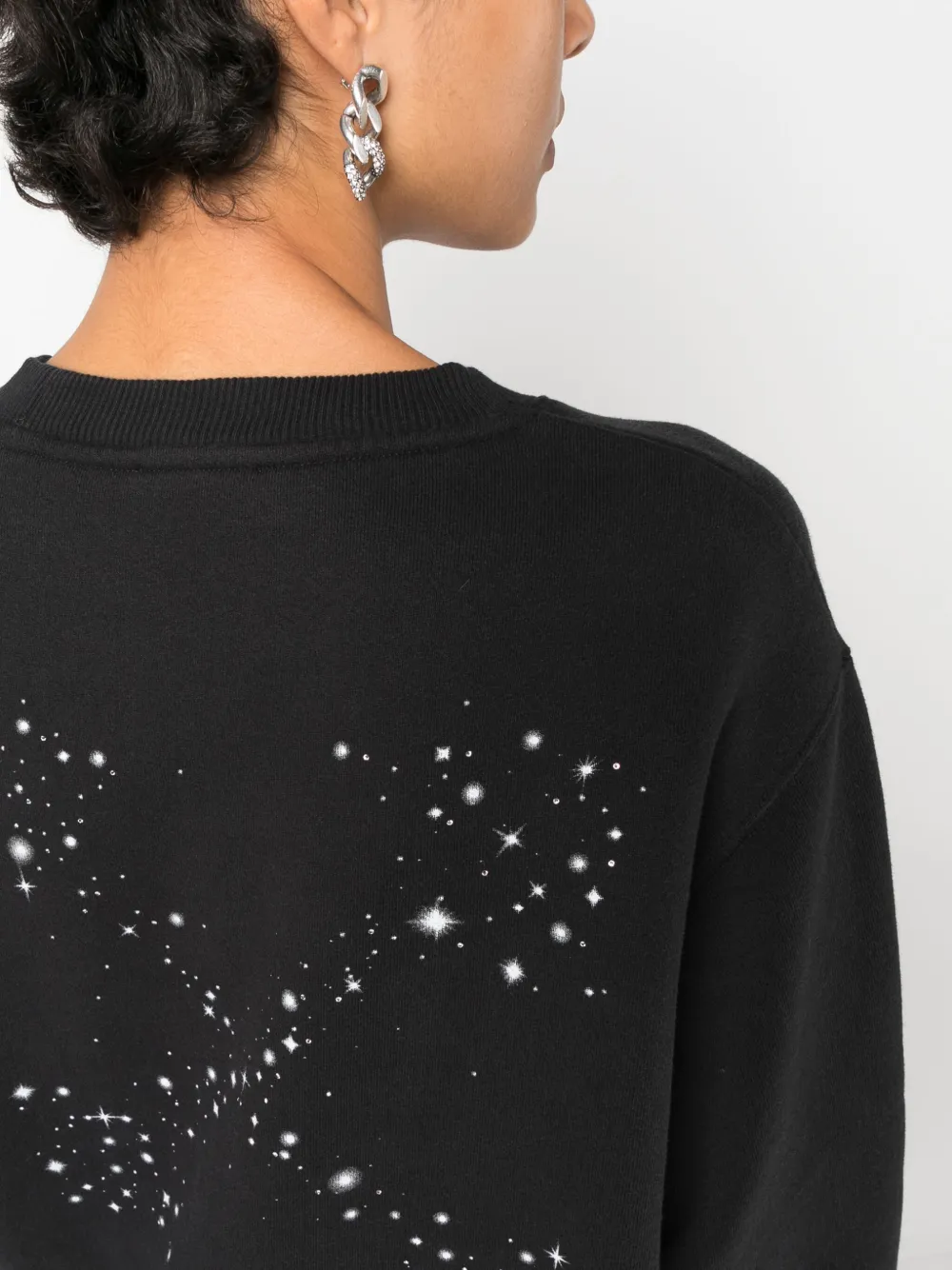 Shop Off-white Bling Stars Arrow Cotton Sweatshirt In Schwarz