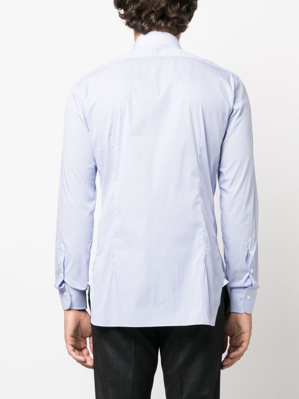 Shop Barba Stripe-print Spread-collar Shirt In 0002 Blue