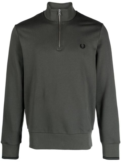 Fred Perry sweatshirt med broderet logo og lynlås