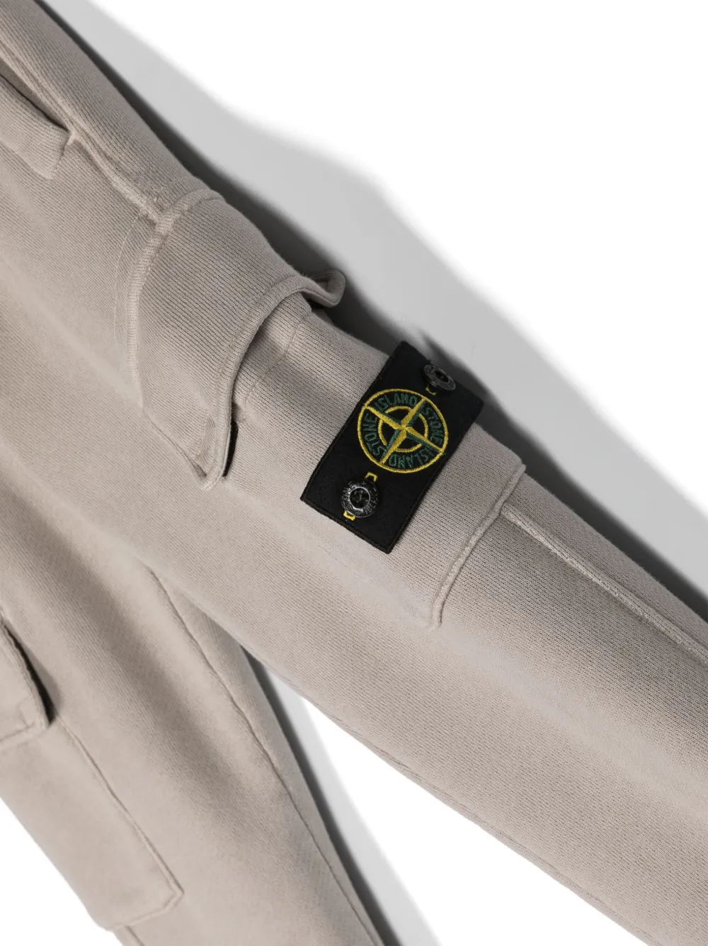 Stone Island Compass-motif Cotton Track Pants In Neutrals