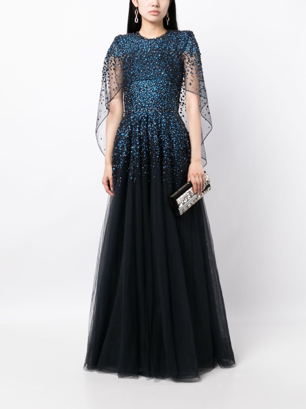 Jenny Packham Avondjurk verfraaid met pailletten - Blauw