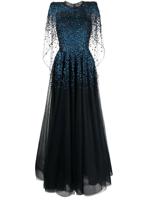 Jenny Packham Osha sequin-embellished pleated gown