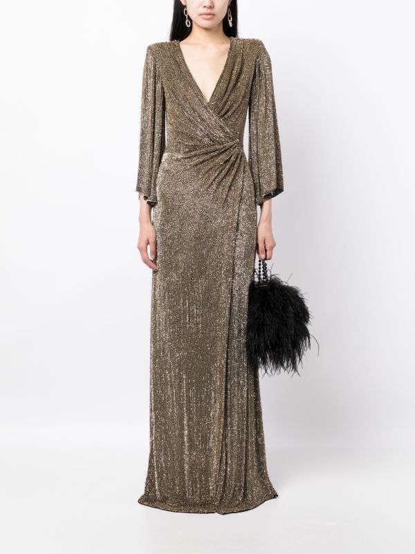 Jenny packham store gold wrap dress