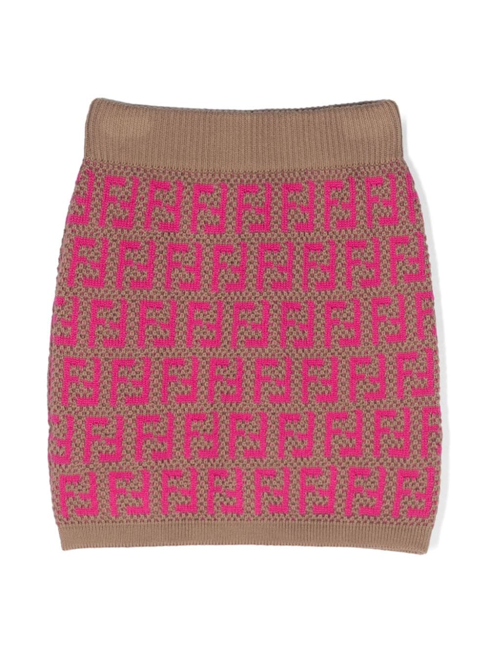 Shop Fendi Ff-motif Knitted Skirt In Pink