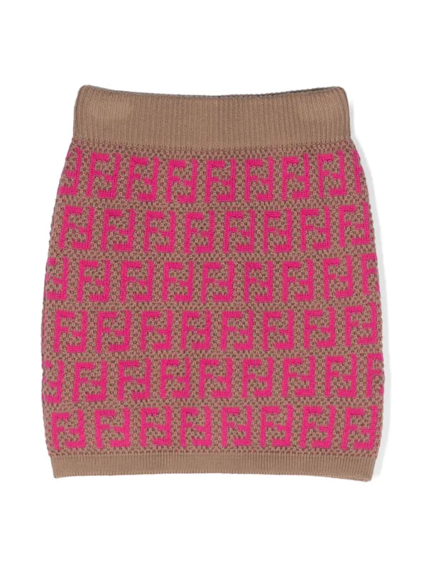 Fendi Kids モノグラム ニットスカート | ピンク | FARFETCH JP