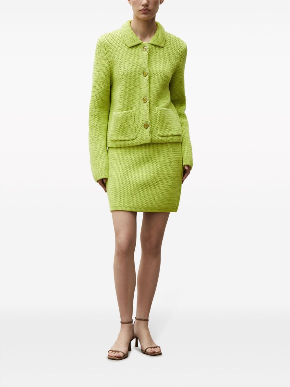 Shop 12 Storeez High-waist Knitted Skirt In Green